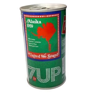 Vintage 7UP Alaska 1959 Can United We Stand Soda Pop Pull Tab Empty